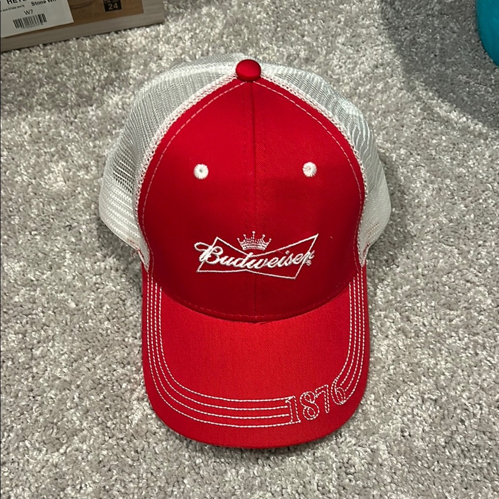 Budweiser Red and White Trucker Hat